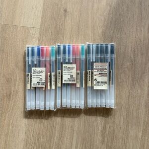 Muji Gel Ink Pen Collection - 2 Multicolor Sets and 1 Black set